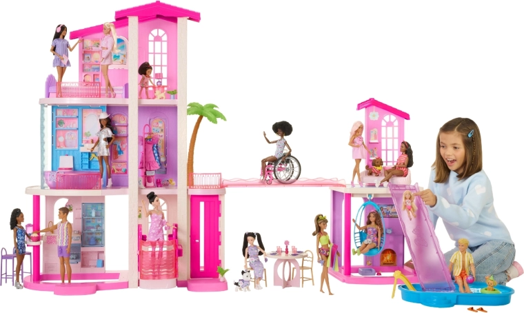 Mattel Barbie Dreamhouse droomhuis voor poppen met 2 zwembaden, lift en meer dan 65 accessoires