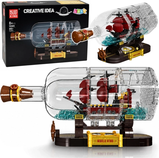 Mould King bouwset zeilschip in een fles – decoratief model met 885 onderdelen