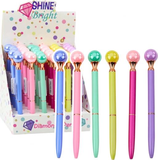 Elegante balpen met parel en blauwe inkt