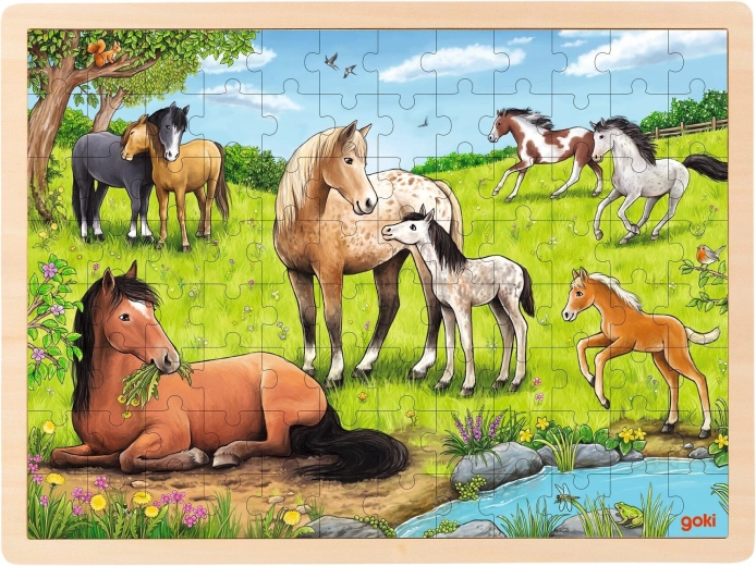 Houten puzzel Zomer op de paardenweide - 1 stuk