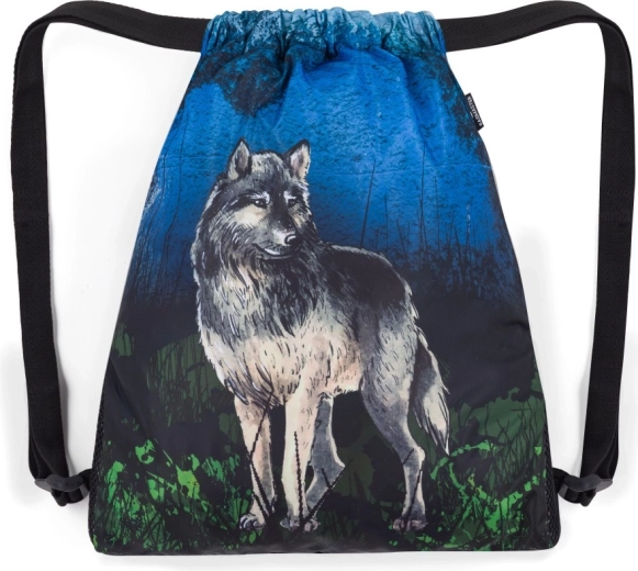 Bagmaster schoolzakje voor pantoffels en gym Lumi wolf