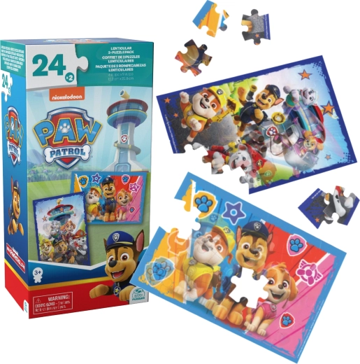 Puzzel PAW PATROL 3D lenticulair – set van 2 afbeeldingen, 24 stukjes