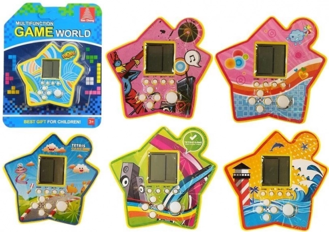 Pocket elektronische Tetris-spel in stervorm – geel