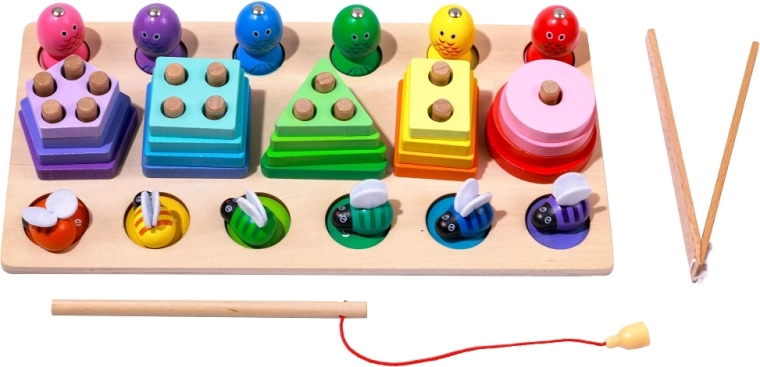 2Kids Toys multifunctionele houten insteekpuzzel en vissen