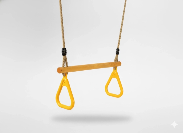 Houten trapezeschommel voor kinderen met driehoekige handgrepen 3,5 × 40 × 110 cm