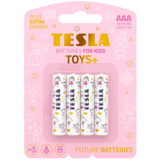 Alkalinebatterijen AAA TESLA Toys+ Girl, 4 stuks