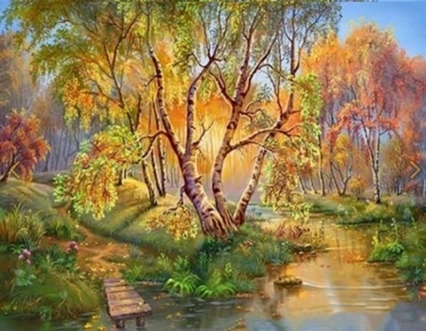 NORIMPEX Schilderen op nummer Berken bij de beek 40 × 50 cm