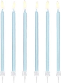 Gladde lichtblauwe verjaardagskaarsjes 14 cm (12 stuks)
