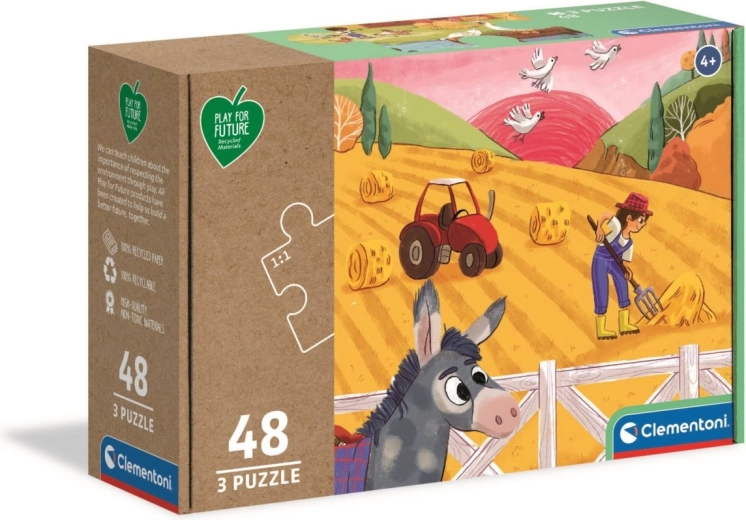 Puzzel CLEMENTONI Play for Future – Dieren op de boerderij 3×48 stukjes