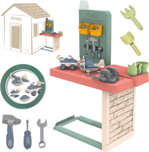 Smoby aanbouwtafel – werkplaatsset met accessoires voor SMOBY Life huisje