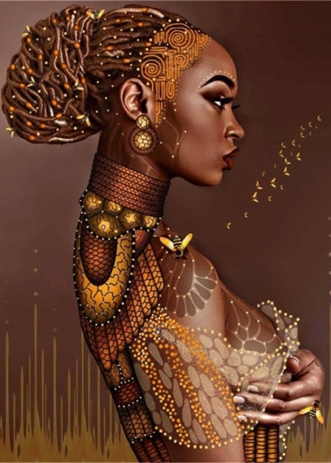 Diamant schilderen – vrouw met knot 30 × 40 cm