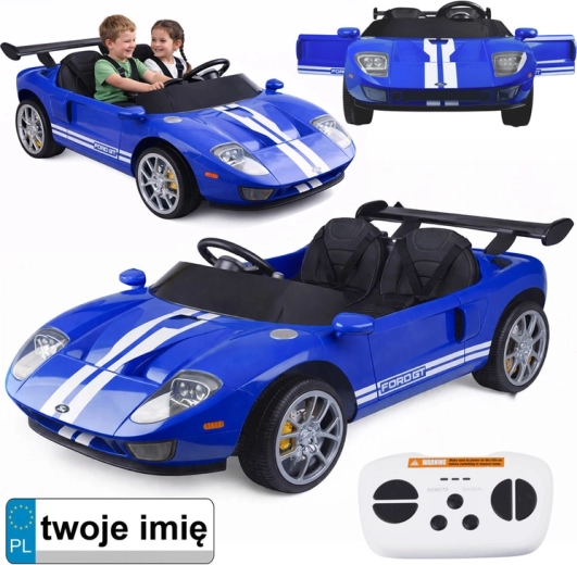 Elektrische kinderauto FORD GT 24 V, tweezitter, 4x4, afstandsbediening – blauw