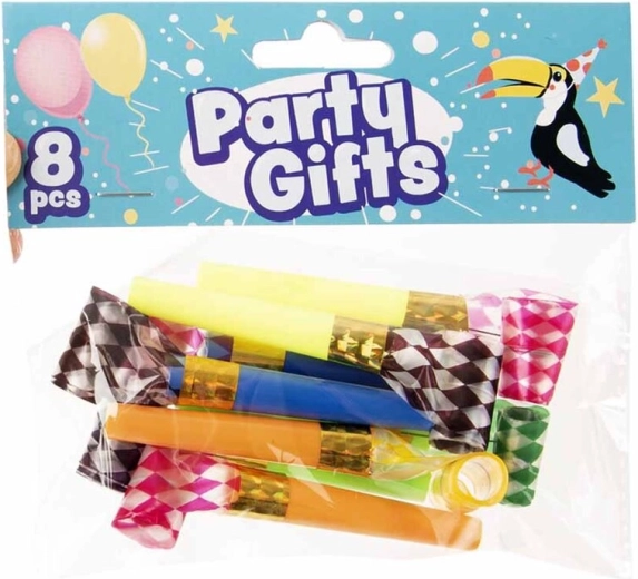 Partytoeters (blaastongen) 14 cm, kleurenmix, 8 stuks