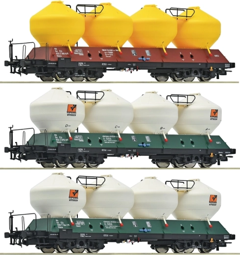 Roco 3-delige set cementgoederenwagens Uacs ČD (H0)
