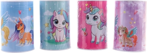 Metalen spaarpot met eenhoorns