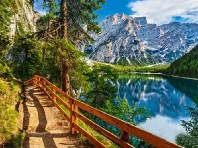 Diamond painting – pad langs het bergmeer 30 × 40 cm