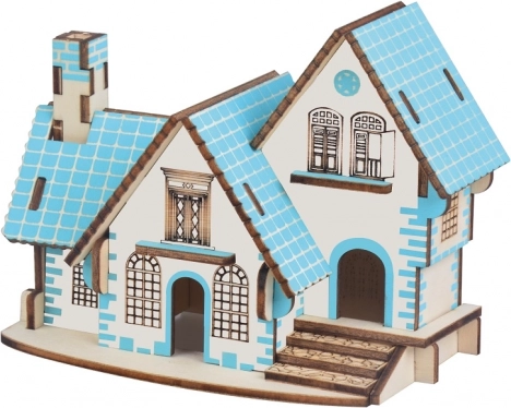 Houten 3D-puzzel – blauw huis