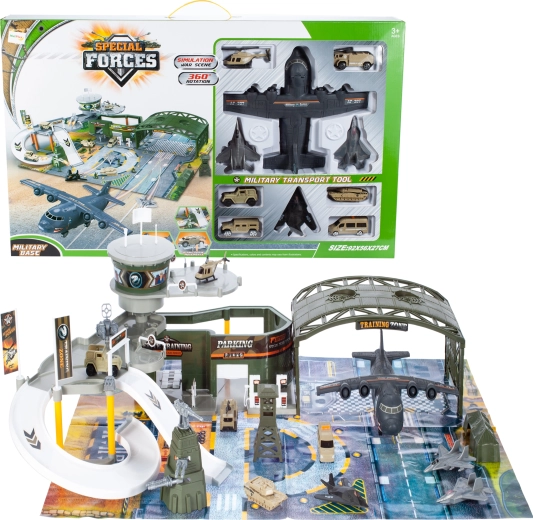 Militaire basis met vliegtuig – tweelaagse speelset
