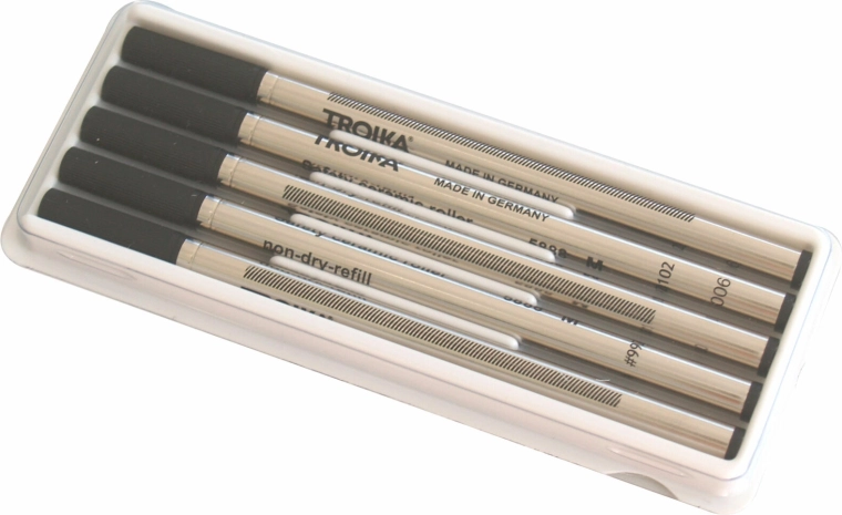 Vervangende zwarte vullingen voor TROIKA pen, 5 stuks