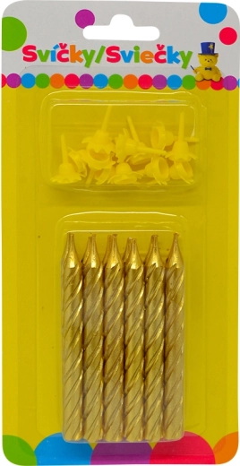 Jumbo verjaardagskaarsen metallic goud met glitter, 12 stuks