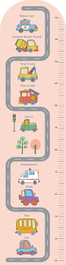 Kinder schuimrubberen groeimeter voor aan de muur Auto’s