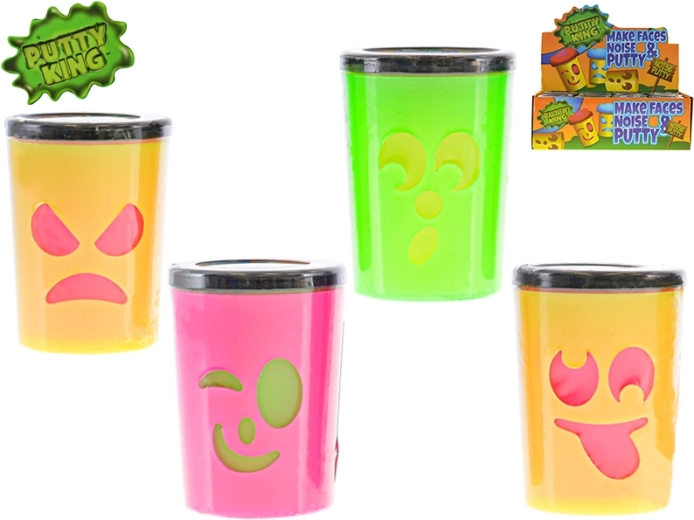 Slijm Putty King met gezicht – pruttelende massa in bekertje