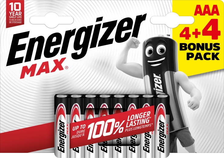 Energizer Max AAA alkaline batterijen 8 stuks (4+4)