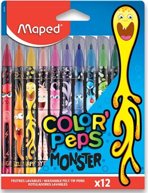Stiften MAPED Color'Peps Monster, set van 12 kleuren