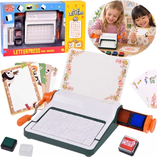 Fun Lock 2-in-1 stempel- en reliëfdrukmachine met stempels om letters te leren