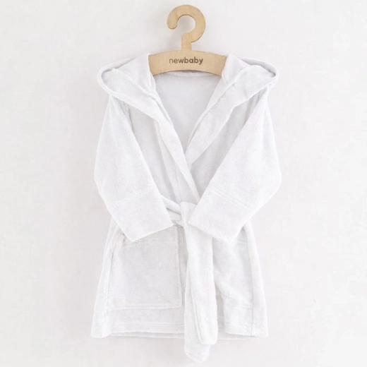 Kinderbadjas van badstof met capuchon New Baby, wit (92/98)