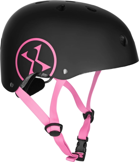 Fiets- en skeelerhelm NILS Extreme zwart/roze – XS (48-52 cm)