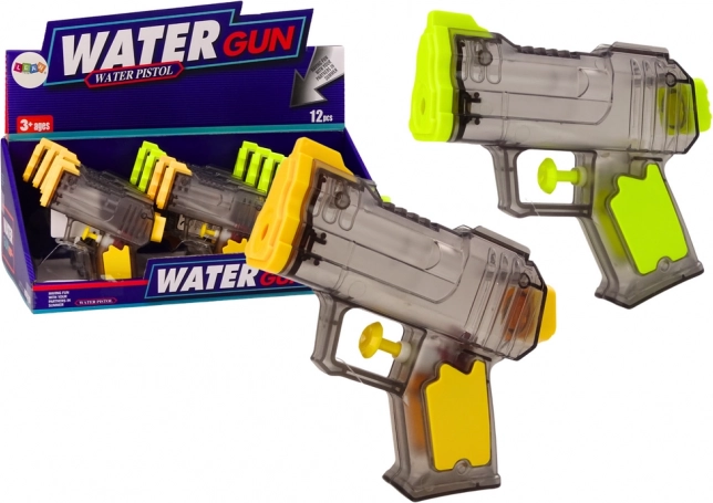 Kleine doorzichtige waterpistool geel oranje