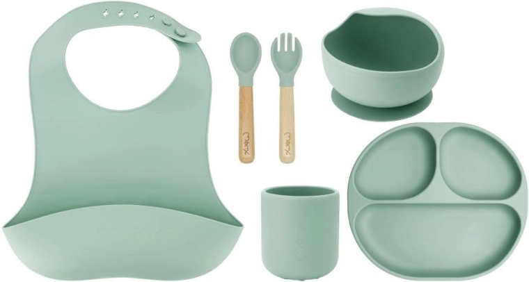 MoMi AMI groene siliconen kinderservies set