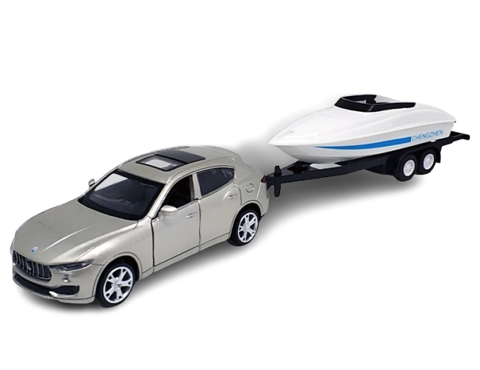 Metalen model Maserati Levante SUV met boottrailer 1:43