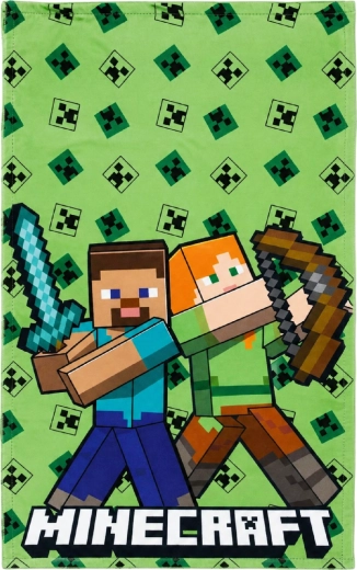 Handdoek Minecraft 30 × 50 cm groen – Steve en Alex