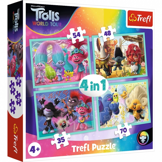 Puzzel TREFL Trolls 2: Wereldtour 4-in-1 (35, 48, 54, 70 stukjes)