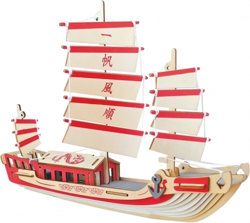 Woodcraft houten 3D-puzzel – Japanse zeilboot