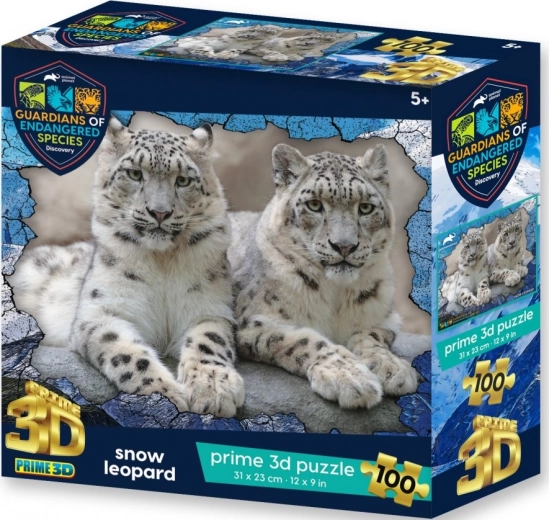PRIME 3D-puzzel Animal Planet: Bedreigde soorten - Sneeuwluipaarden 3D 100 stukjes