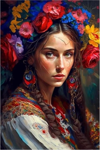 Diamond painting – Slavische vrouw 30 × 40 cm