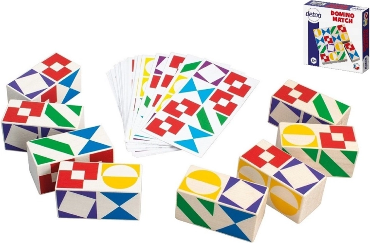 Gezelschapsspel Domino Match van hout in doos