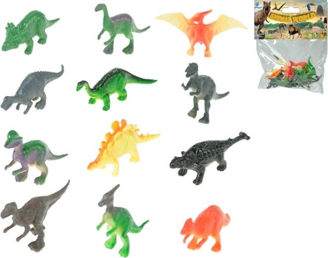 Set van dinosaurusfiguren 5 cm, 12 soorten, 12 stuks in zakje
