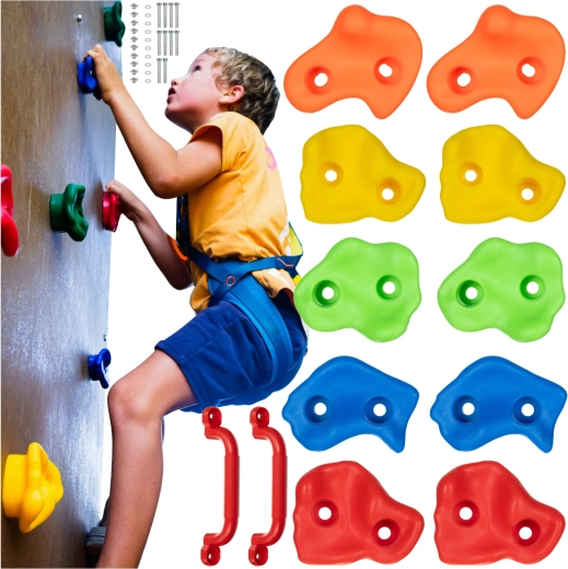 Klimstenen voor kinderen Kruzzel – set 12 stuks (10 stenen + 2 handgrepen)