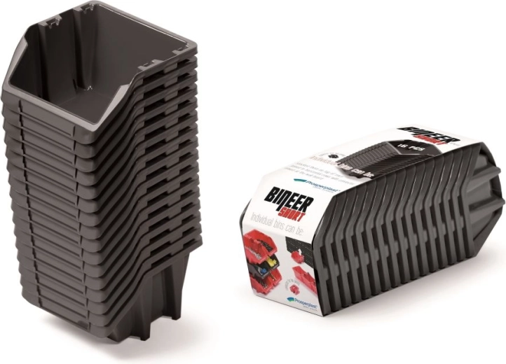 Set van 16 opbergboxen Bineer Short, 234 × 77 × 92 mm, zwart