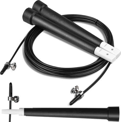 Springtouw Neo-Sport zwart met staalkabel