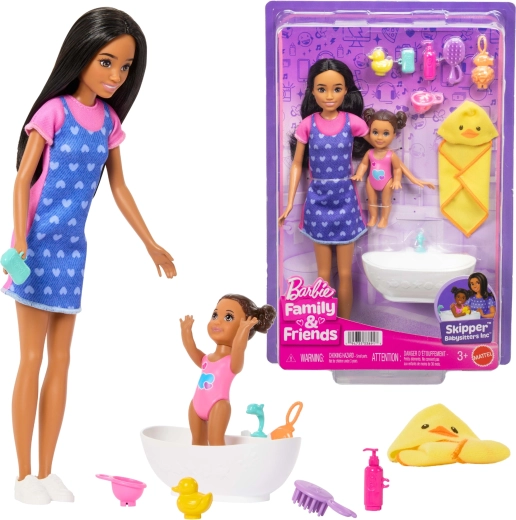 Barbie Skipper oppas – set met baby en badje