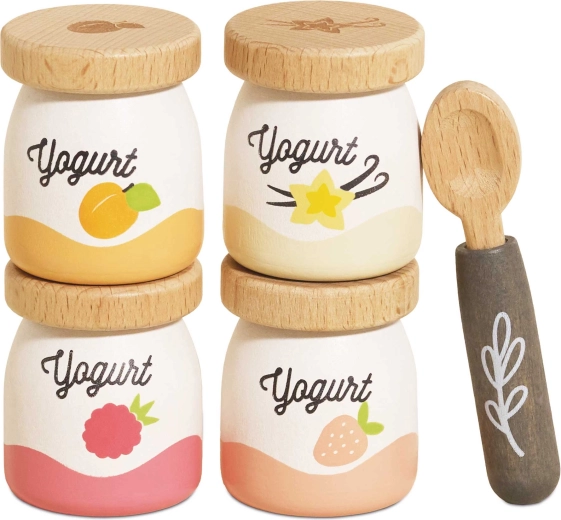 Le Toy Van houten yoghurtjes om mee te spelen met lepeltje