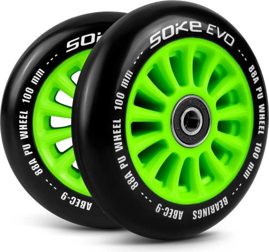 Wielen voor step 100 mm groen SOKE – set van 2 stuks