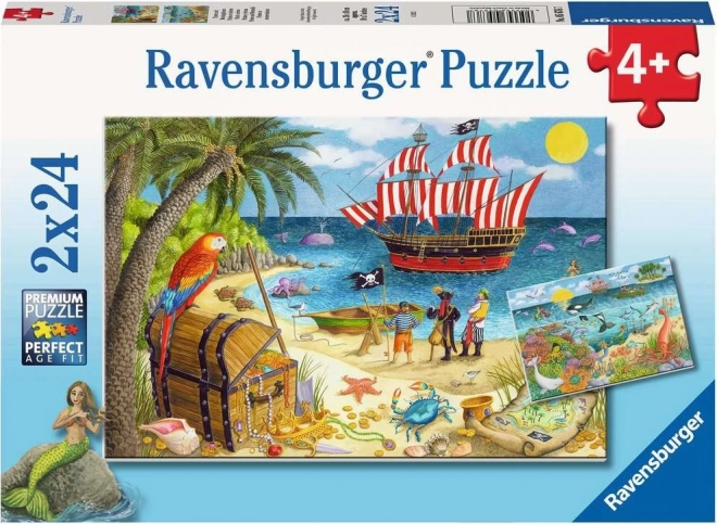 RAVENSBURGER Puzzel Piraten en Zeemeerminnen 2x24 stukjes