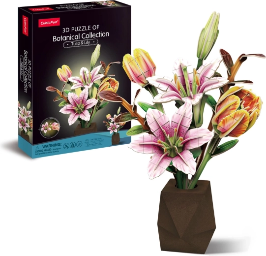 CubicFun 3D-puzzel botanische collectie tulpen en lelies, 103 onderdelen