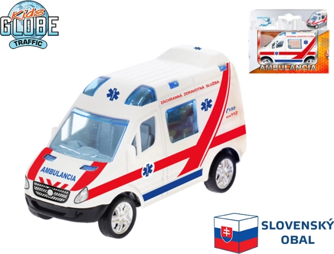 Kids Globe Traffic Slowaakse ambulance met terugtrekmechanisme 8 cm